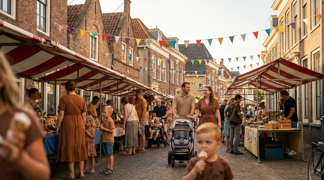 Braderie in een Nederlands stadscentrum